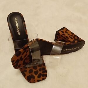 Madden Girl Brown Leopard Heels with Clear Straps
